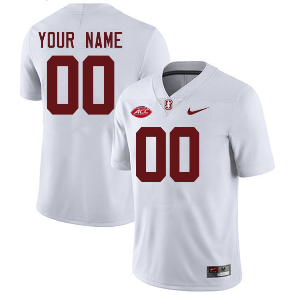 Custom Stanford Cardinal Name And Number Football Jersey-White